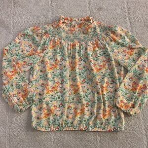 LOFT Multicolor Floral Smocked Top